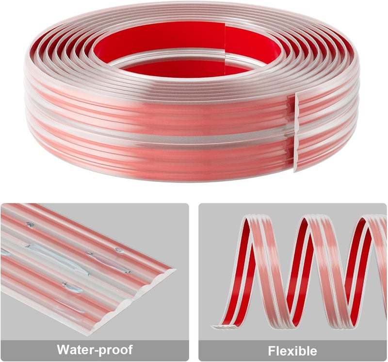 Elvone Wall Corner Protector & Edge Guard，Peel and Stick Wall Trim Moulding Inside & Outside Corner Molding Trim Caulk Strip, Self Adhesive Trim for Wall Edge,Ceiling,Countertop, 0.8” W x20’ L，Clear - Image 2